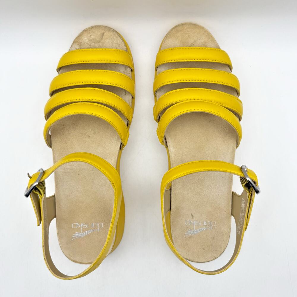 Dansko Womens Roxie Platform Sandals EU 39 US 9 Yellow Leather GUC - Picture 10 of 15